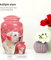 Pet Memorial Urn with Pink Floral Design - Labrador Dog Pet Cremation Urn