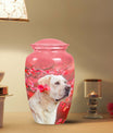 Pet Memorial Urn with Pink Floral Design - Labrador Dog Pet Cremation Urn