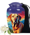 Labrador Dog Art Cremation Urn - Colorful Blue Memorial Urn for Ashes