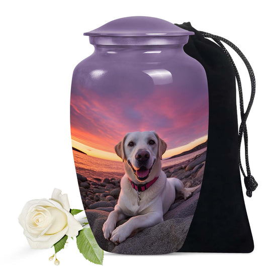 Labrador Dog Sunset Memorial Urn - Large Pet Cremation Urn for Ashes