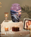Labrador Dog Memorial Urn - Peaceful Mountain Lake Sunset Urn for Ashes