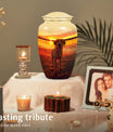 Labrador Dog Memorial Urn - Sunset Beach Pet Cremation Urn for Ashes