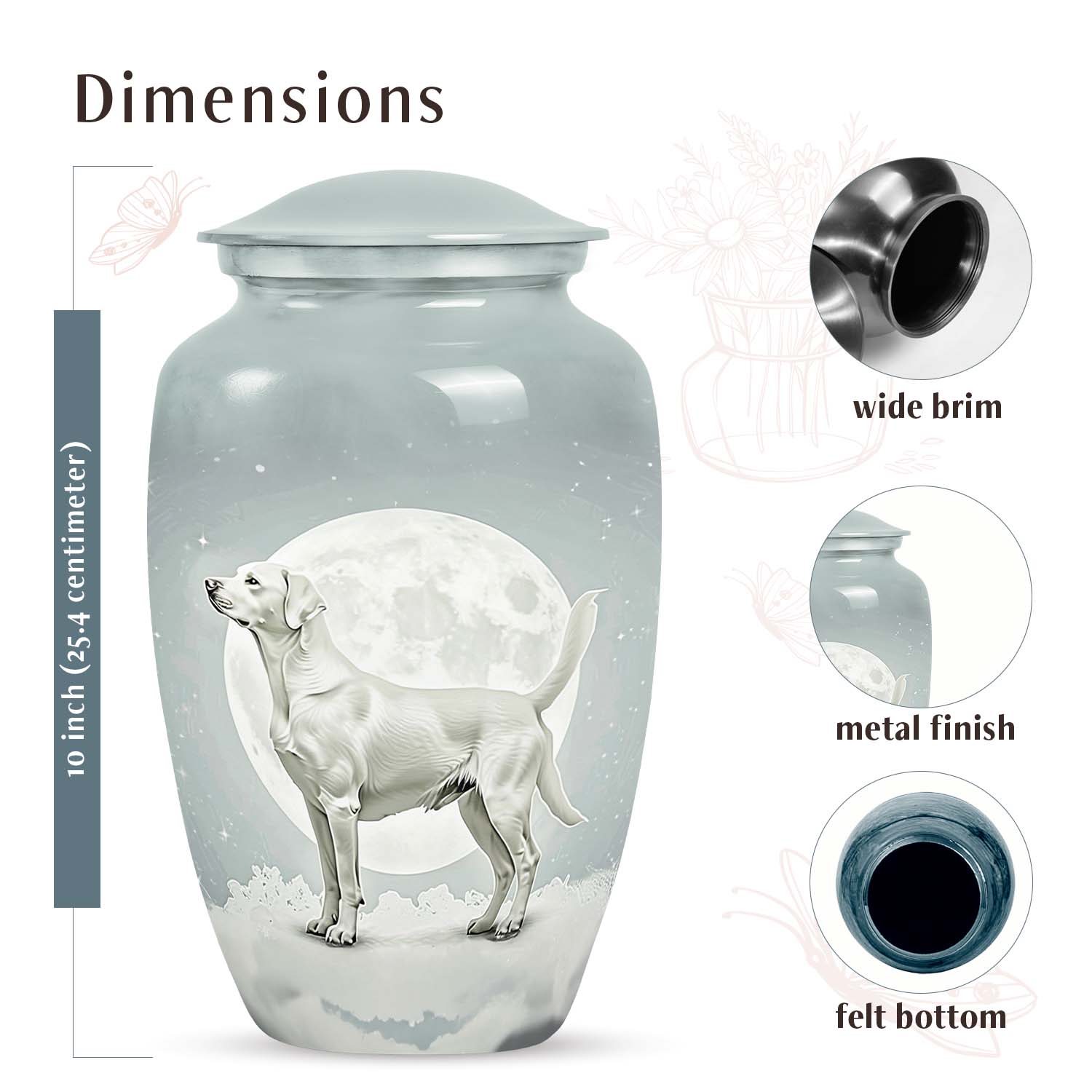 Moonlit Elegance Labrador Retriever Urn - Large Pet Memorial Urn
