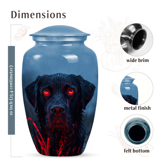 Black Dog Cremation Urn with Fiery Eyes - Decor Urn For Pets Ashes