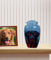 Black Dog Cremation Urn with Fiery Eyes - Unique Decor Urn For Pets Ashes