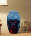 Black Dog Cremation Urn with Fiery Eyes - Unique Decor Urn For Pets Ashes