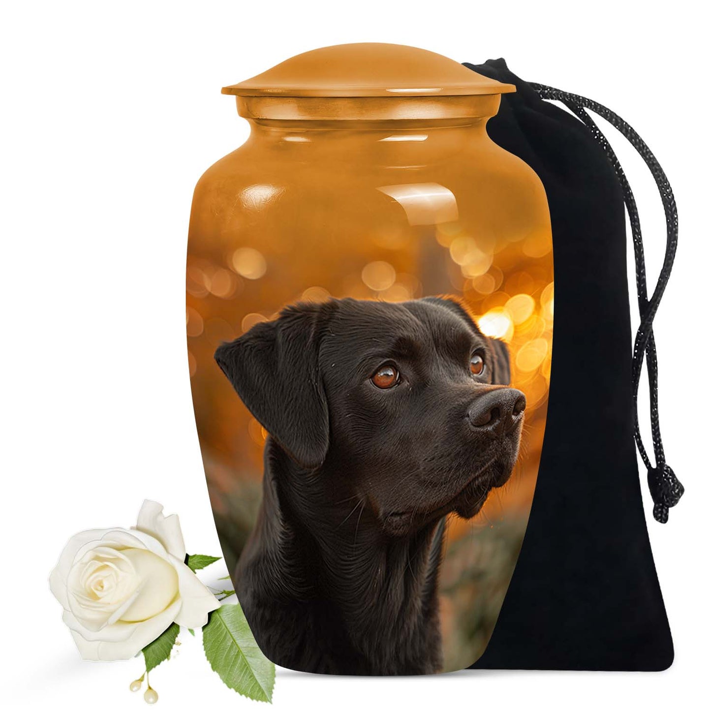 Black Personalized Dog Cremation Urn for Pet Ashes - Yatskia
