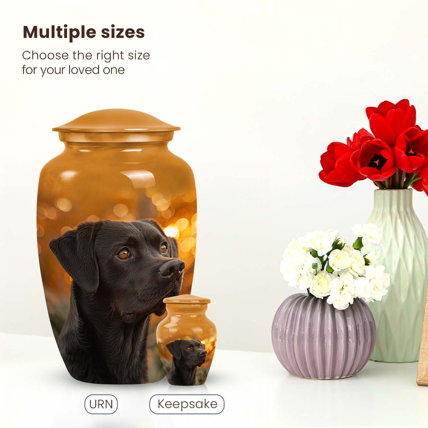 Black Personalized Dog Cremation Urn for Pet Ashes - Yatskia