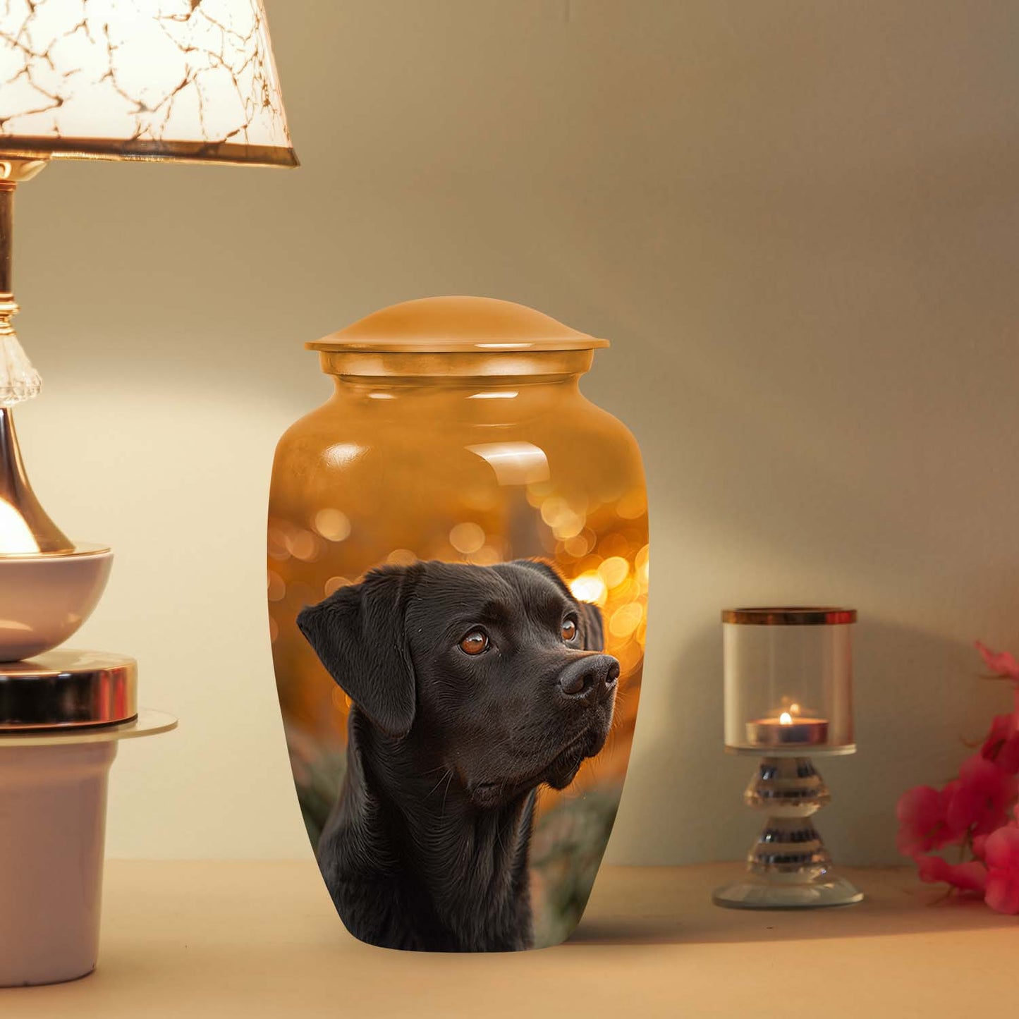 Black Personalized Dog Cremation Urn for Pet Ashes - Yatskia