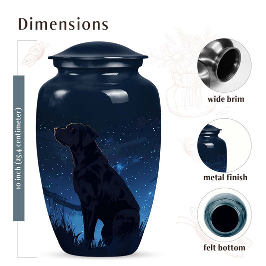 Black Labrador Cremation Urn for Ashes – Dark Blue Starry Night Memorial