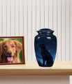 Black Labrador Cremation Urn for Ashes – Dark Blue Starry Night Memorial
