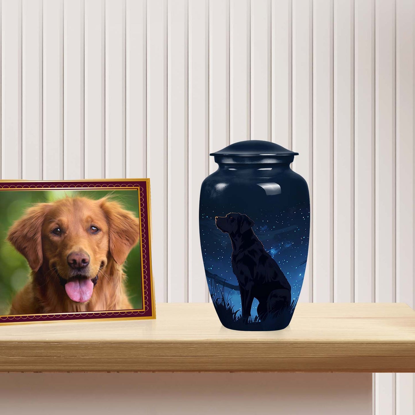 Black Personalized Dog Cremation Urn for Pet Ashes - Yatskia
