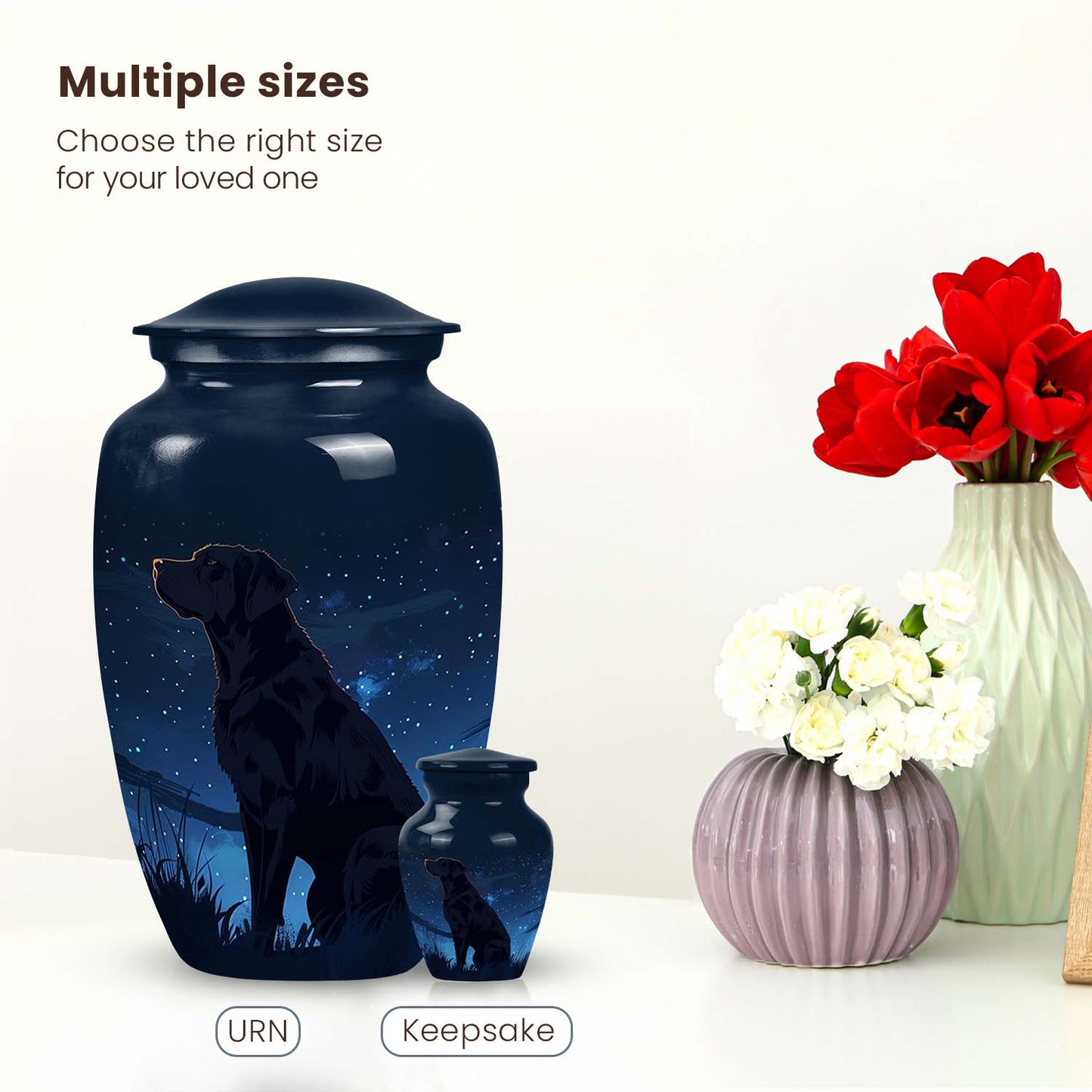 Black Personalized Dog Cremation Urn for Pet Ashes - Yatskia