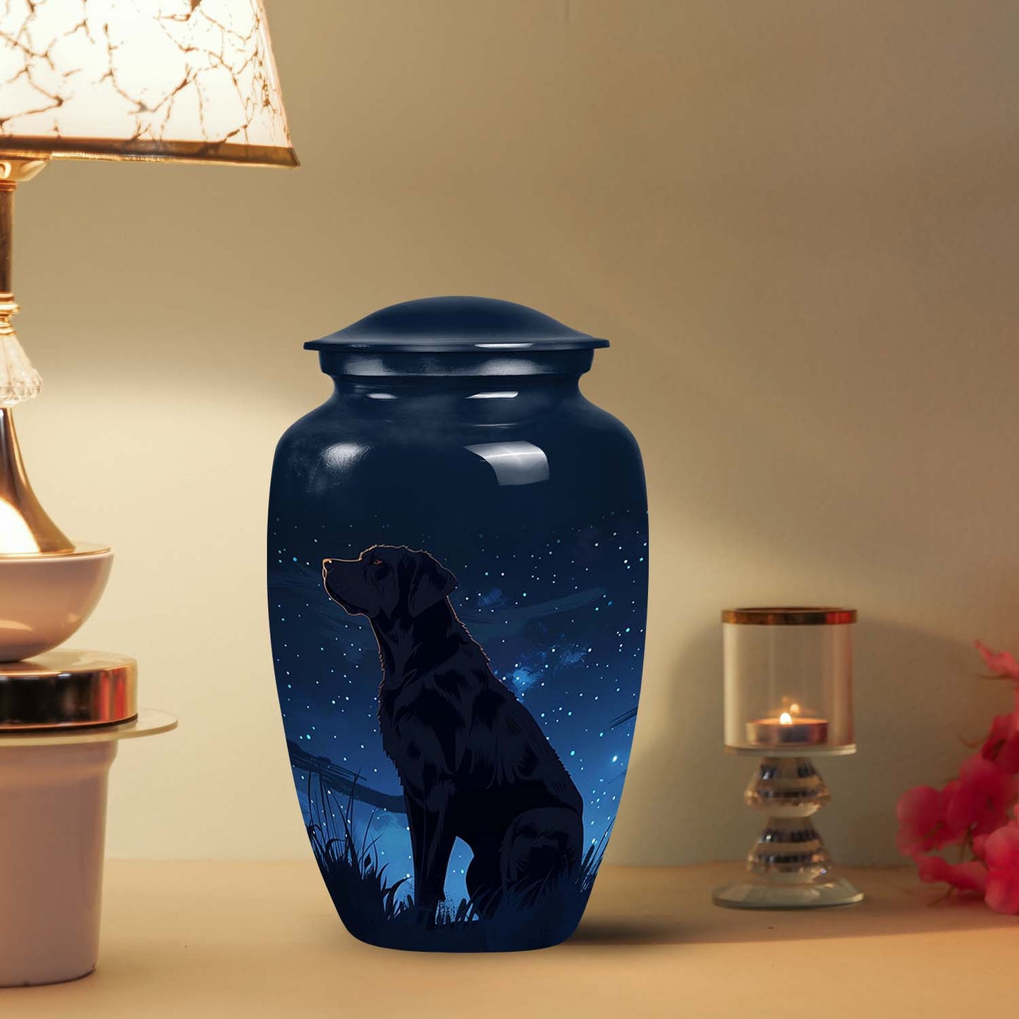 Black Personalized Dog Cremation Urn for Pet Ashes - Yatskia