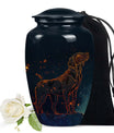 Celestial Pet Urn Black – Golden Fiery Dog Outline Memorial Keepsake
