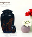 Celestial Pet Urn Black – Golden Fiery Dog Outline Memorial Keepsake