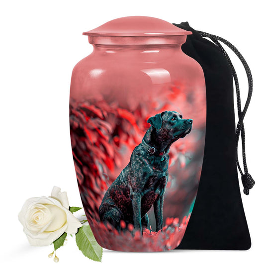 Brindle Dog Cremation Urn for Ashes – Salmon Pink Memorial
