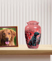Brindle Dog Cremation Urn for Ashes – Salmon Pink Memorial