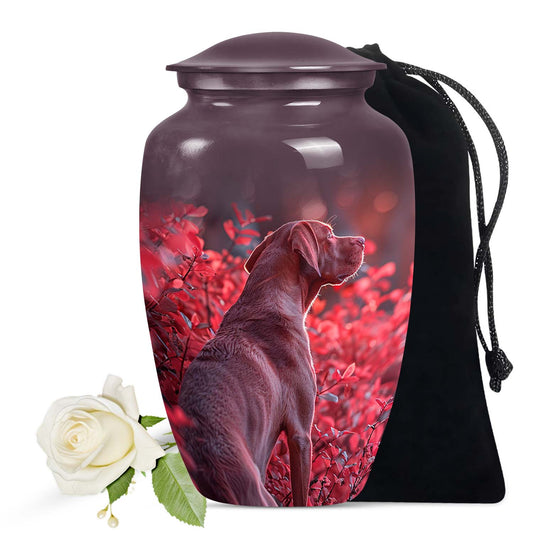 Red Vizsla Cremation Urn for Dog Ashes - Personalized Pet Urn