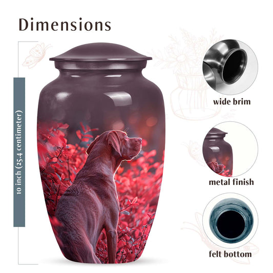 Red Vizsla Cremation Urn for Dog Ashes - Personalized Pet Urn