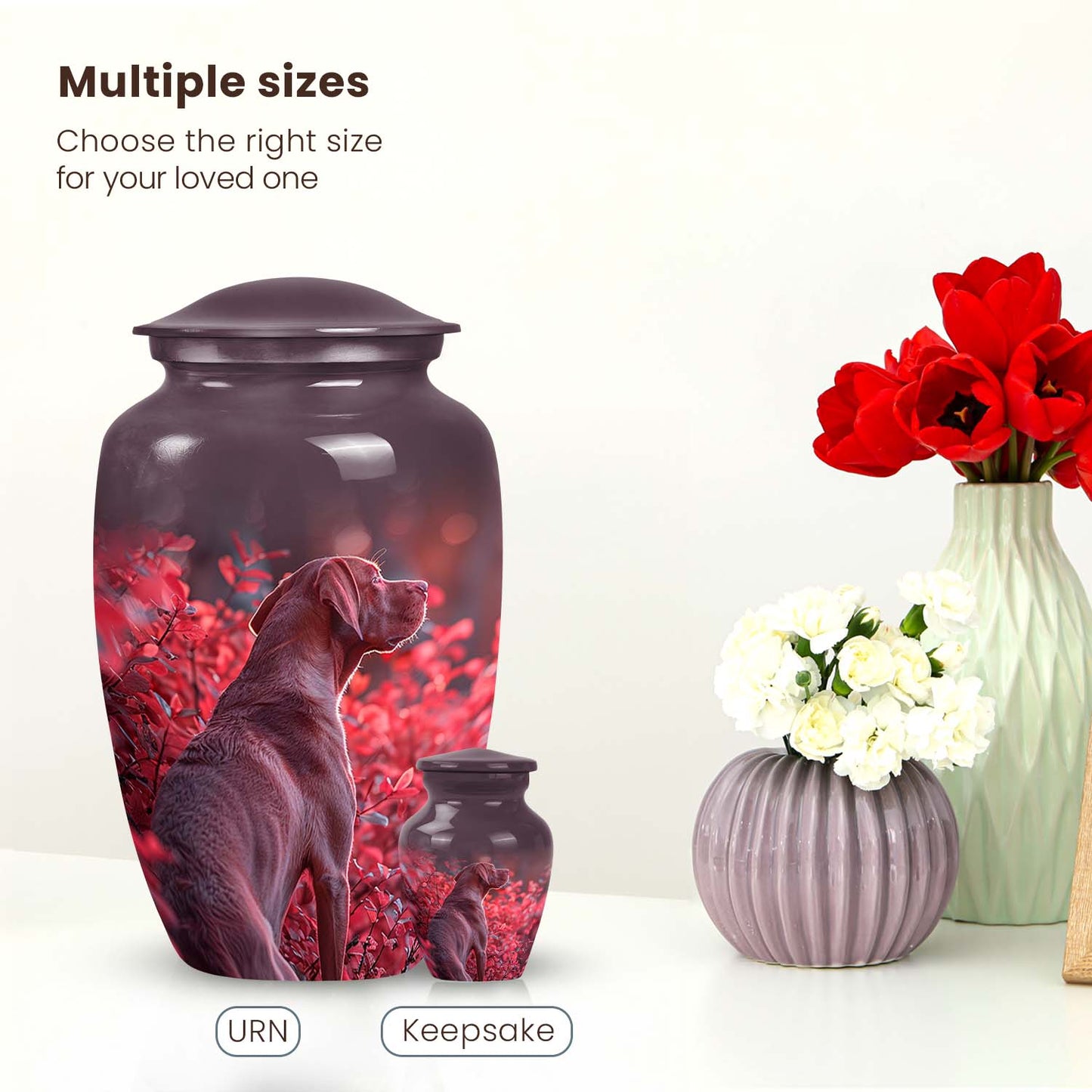 Red Personalized Dog Cremation Urn for Pet Ashes - Yatskia