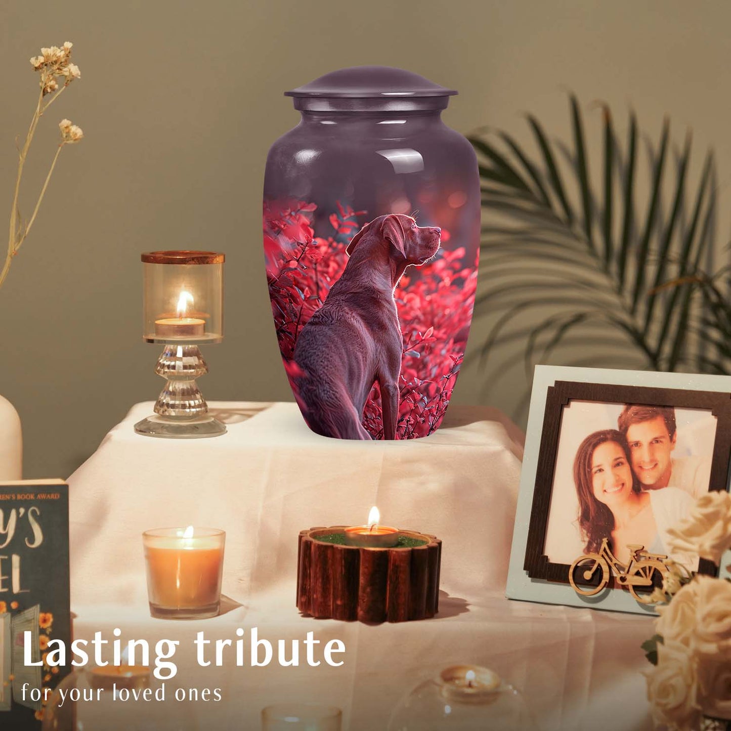Red Personalized Dog Cremation Urn for Pet Ashes - Yatskia