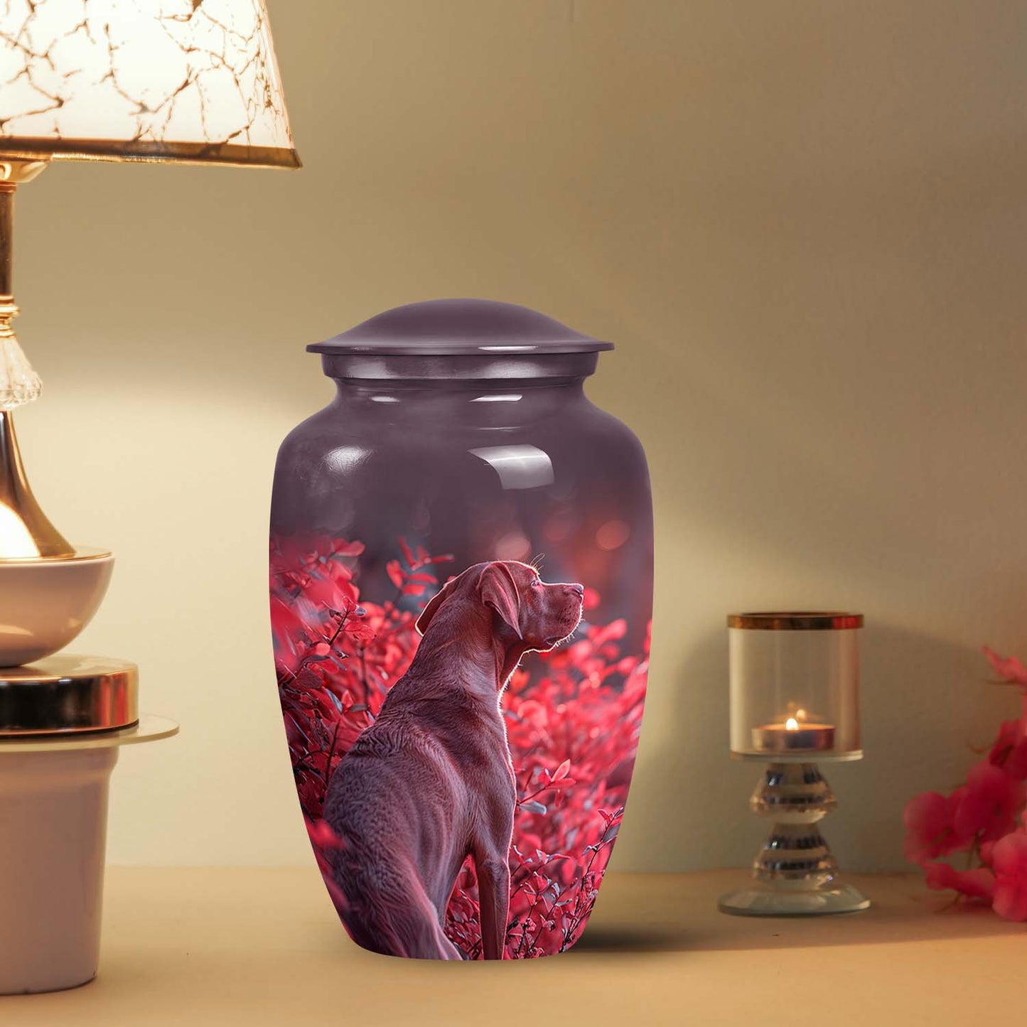 Red Personalized Dog Cremation Urn for Pet Ashes - Yatskia