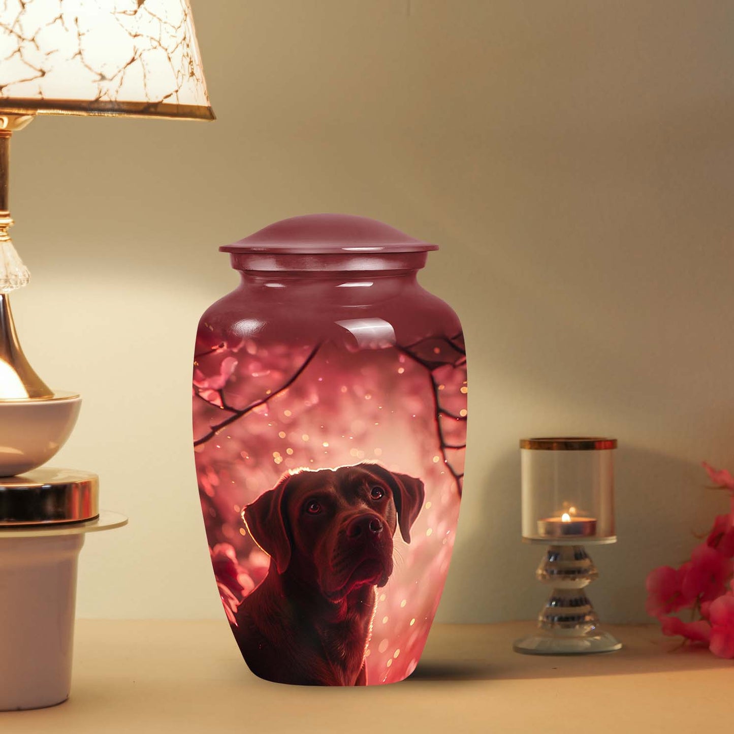Red Personalized Dog Cremation Urn for Pet Ashes - Yatskia