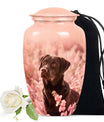 Black Labrador Dog Cremation Urn - Light Pink Memorial Urn