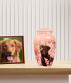 Black Labrador Dog Cremation Urn - Light Pink Memorial Urn