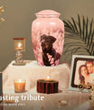 Black Labrador Dog Cremation Urn - Light Pink Memorial Urn