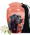 Black Labrador Cremation Urn - Coral Pink Pet Memorial Urn