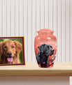 Black Labrador Cremation Urn - Coral Pink Pet Memorial Urn