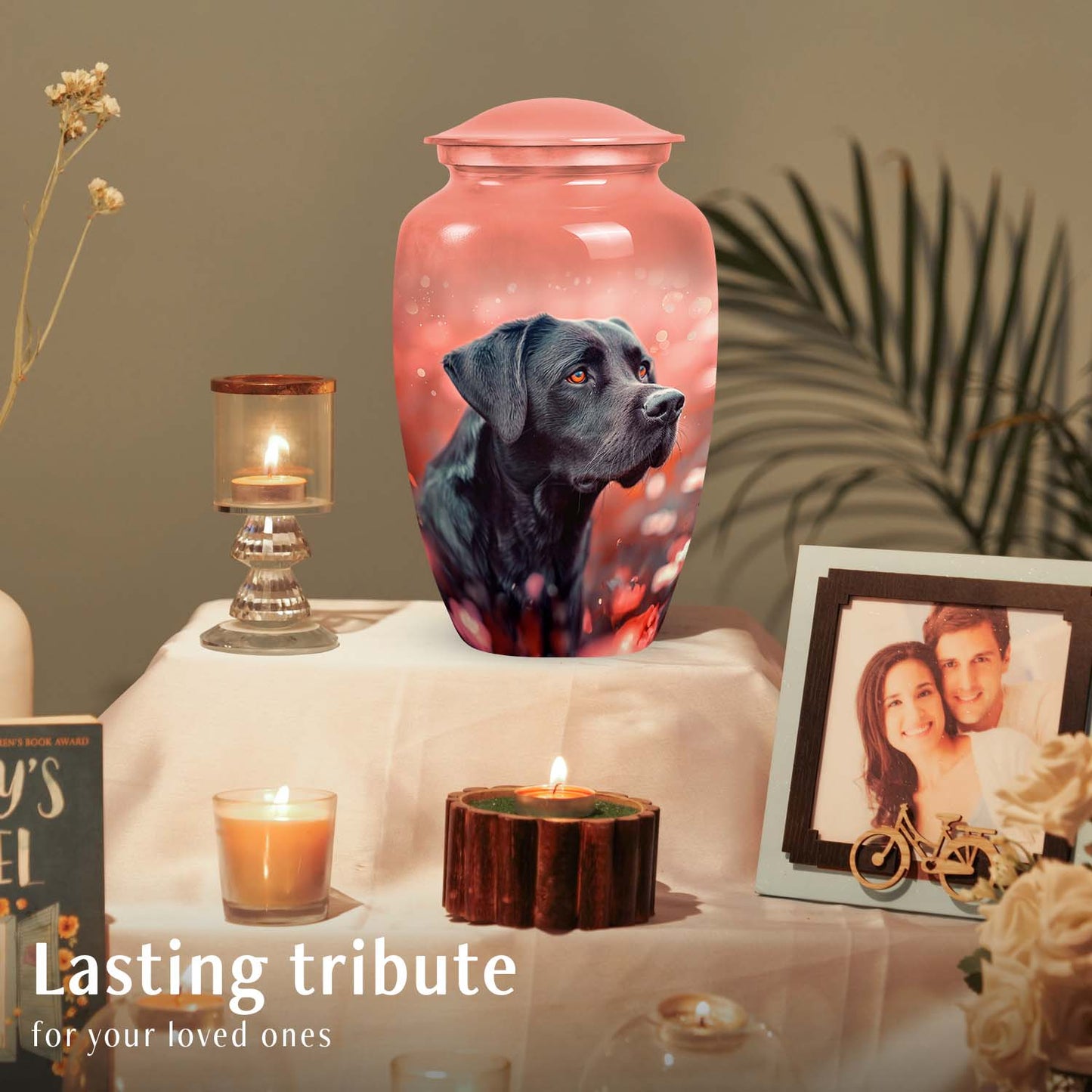 Black Personalized Dog Cremation Urn for Pet Ashes - Yatskia