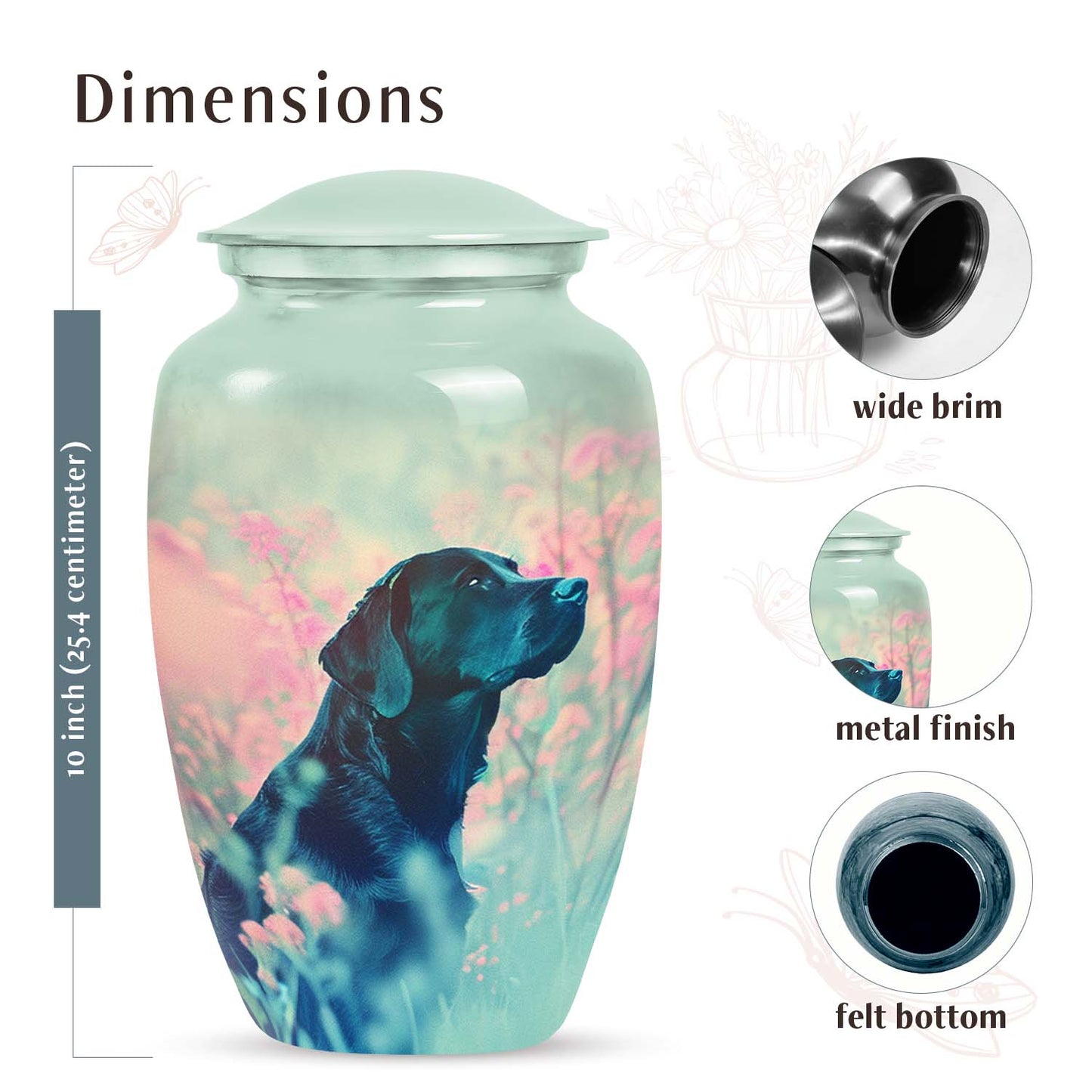 Black Personalized Dog Keepsake Urn for Pet Ashes - Yatskia