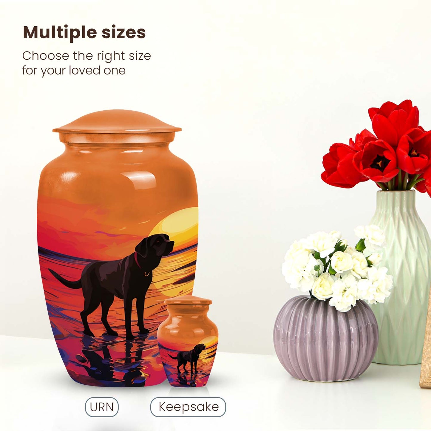 Black Personalized Dog Cremation Urn for Pet Ashes - Yatskia