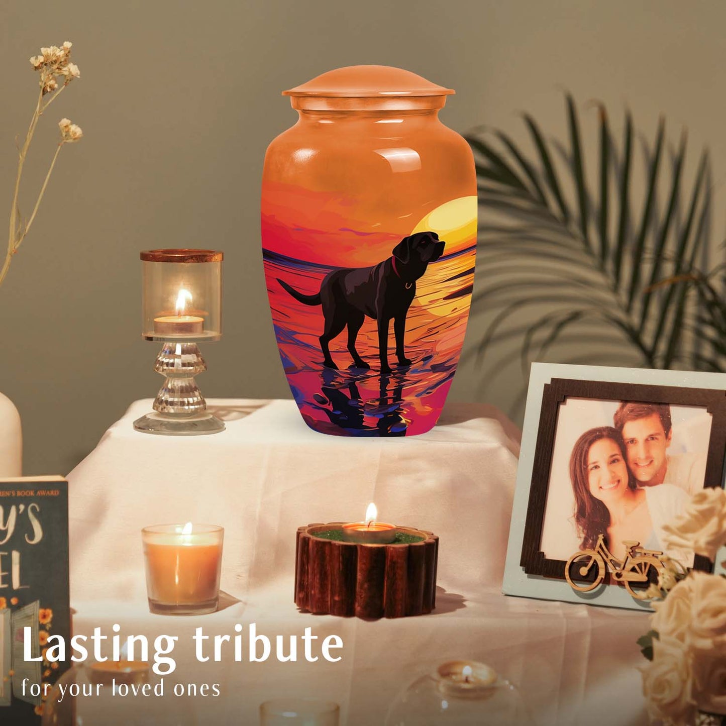 Black Personalized Dog Cremation Urn for Pet Ashes - Yatskia