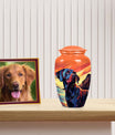 Orange Sunset Dog Urn – Black Labrador Memorial Keepsake