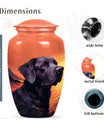 Black Labrador Dog Memorial Cremation Urn - Orange Sunset Dog Tribute Urn
