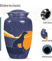 Navy Blue Cremation Urn for Dog Ashes - Abstract Sunset Silhouette Memorial