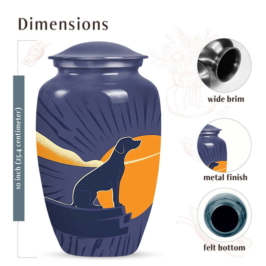 Navy Blue Cremation Urn for Dog Ashes - Pet Remembrance Keepsake