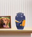 Navy Blue Cremation Urn for Dog Ashes - Abstract Sunset Silhouette Memorial