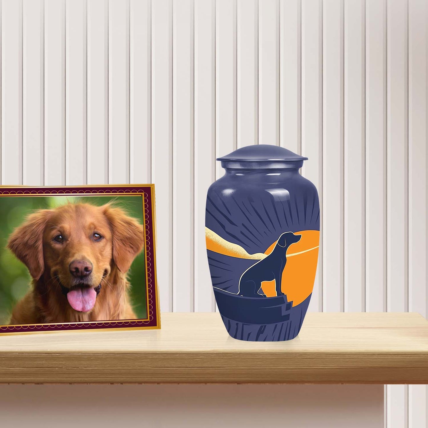 Navy Personalized Dog Keepsake Urn for Pet Ashes - Yatskia