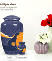 Navy Blue Cremation Urn for Dog Ashes - Abstract Sunset Silhouette Memorial