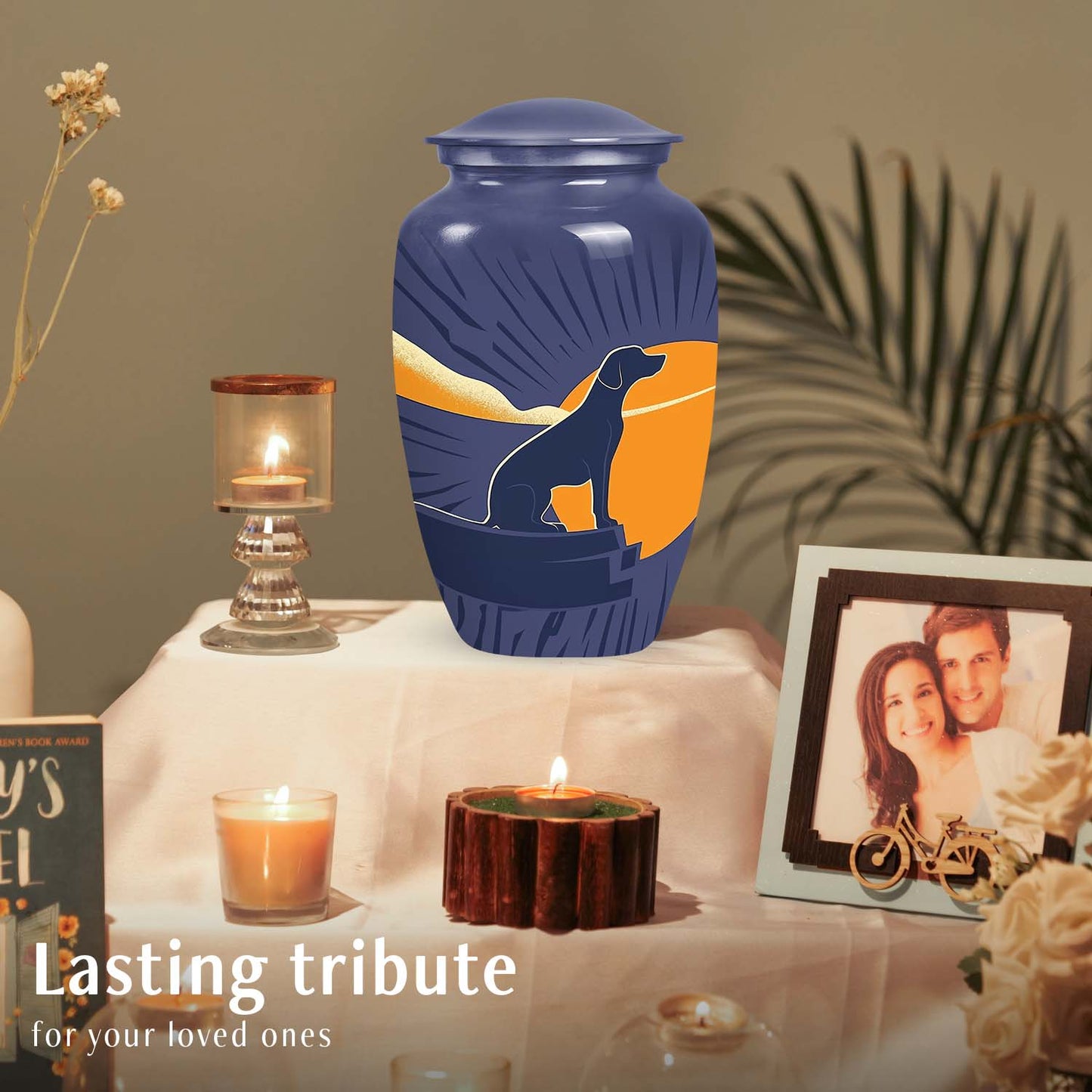Navy Personalized Dog Keepsake Urn for Pet Ashes - Yatskia