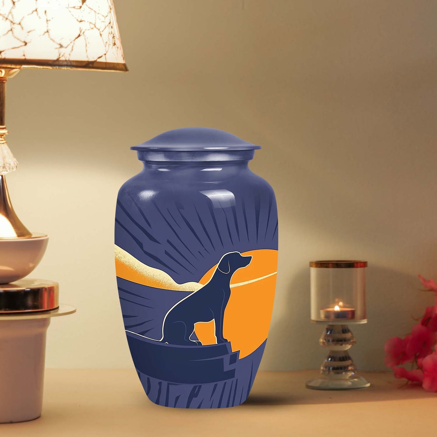 Navy Personalized Dog Keepsake Urn for Pet Ashes - Yatskia