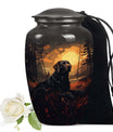 Black Labrador Cremation Urn for Dog Ashes – Forest Sunset Memorial Keepsake