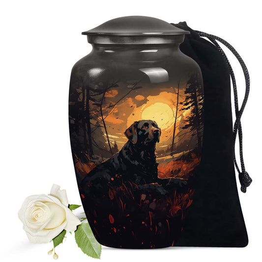 Black Labrador Cremation Urn for Dog Ashes – Forest Sunset Memorial Keepsake