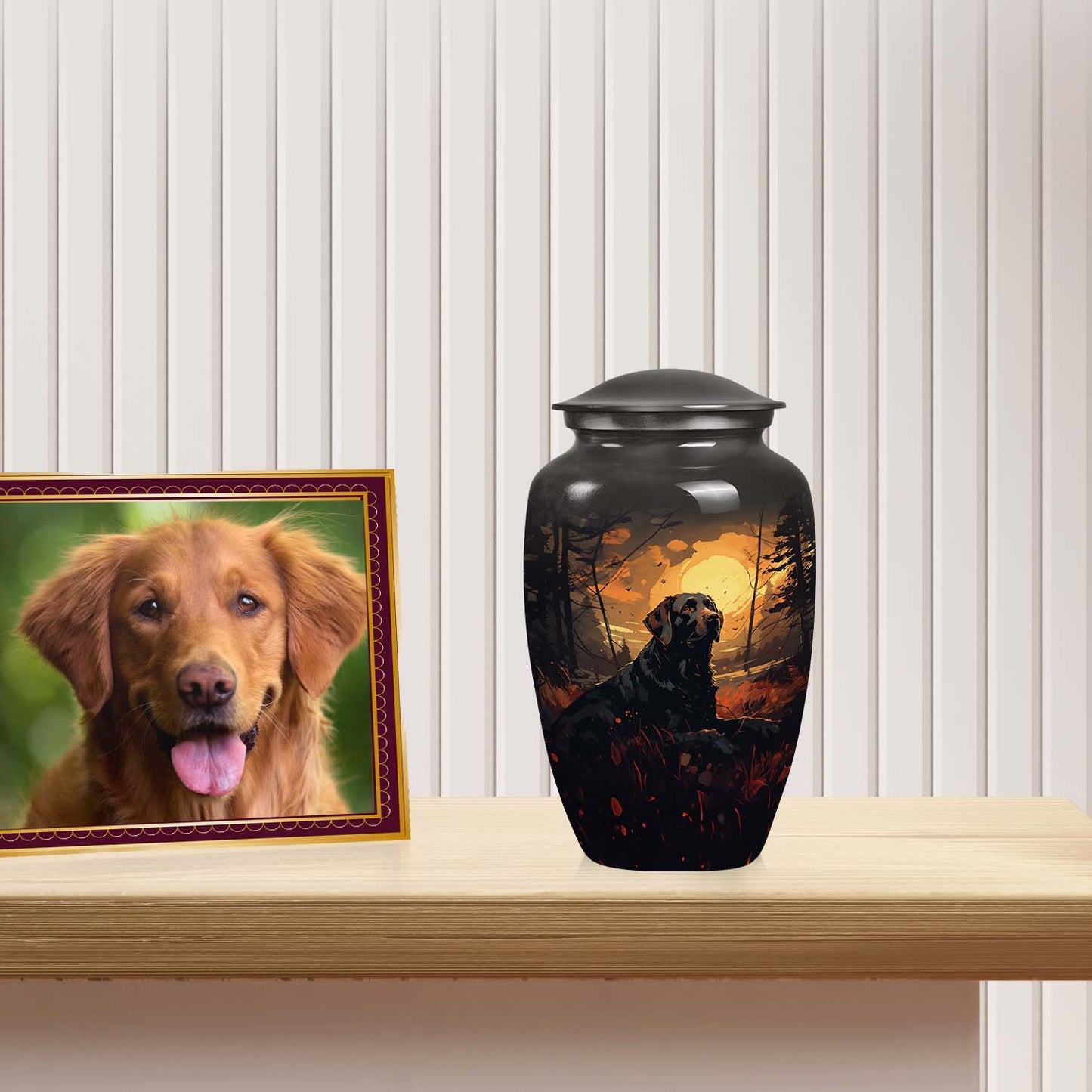 Black Personalized Dog Keepsake Urn for Pet Ashes - Yatskia