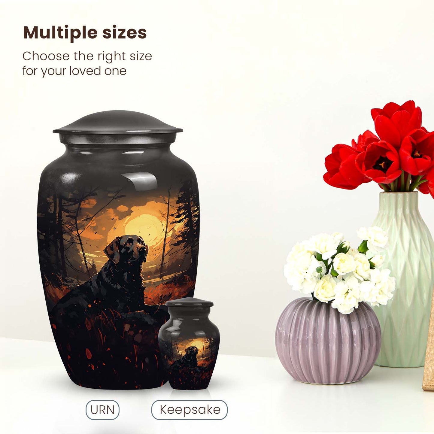 Black Personalized Dog Keepsake Urn for Pet Ashes - Yatskia